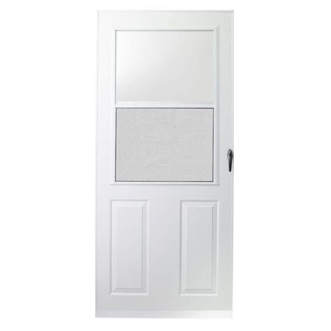 It has a 1" thick frame and single layer weatherstripping. . Storm door 30x80